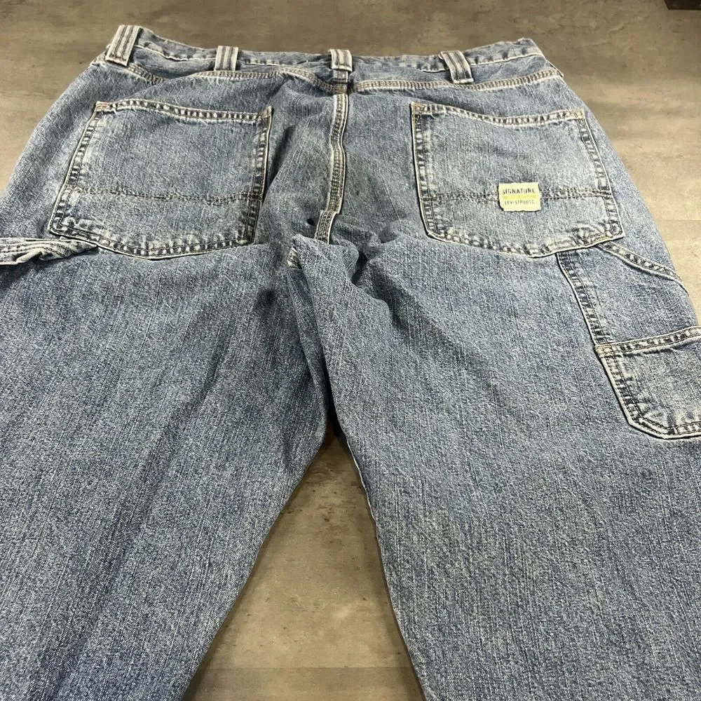 Levi Jeans Mens 35x30 Blue Denim Carpenter Light Wash Faded‎ Work Chore